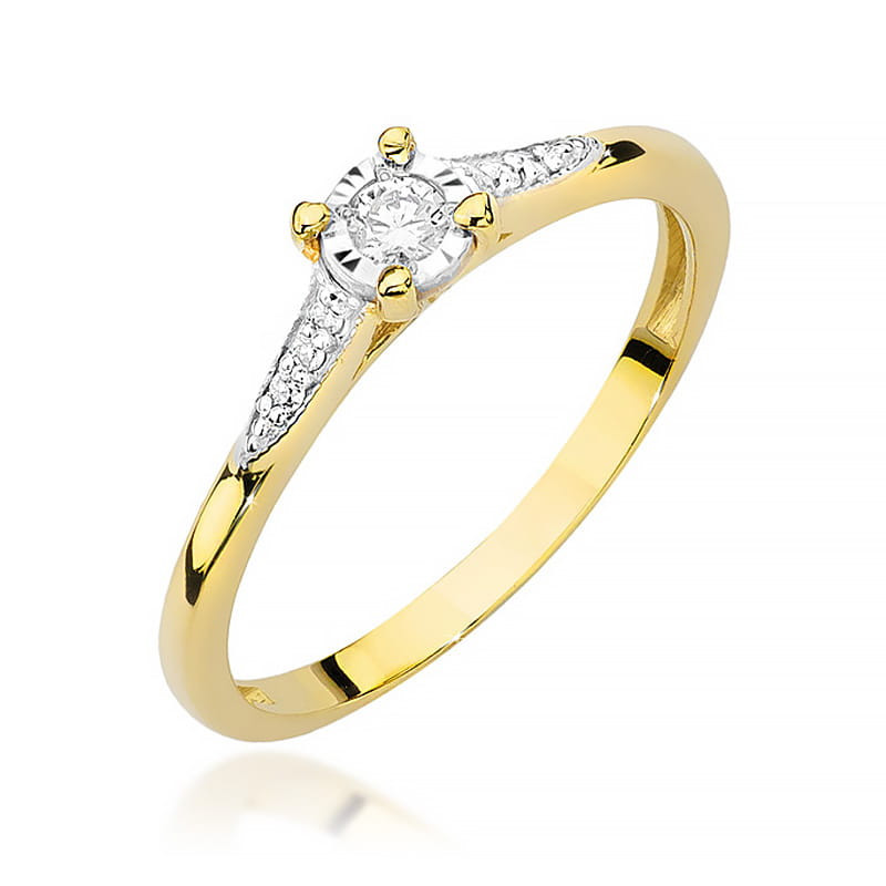 Pierścionek W0466 Diament 0,08ct żółte złoto