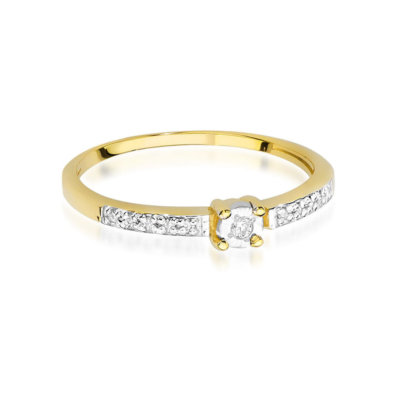 Pierścionek W467 Diament 0,02ct żółte złoto