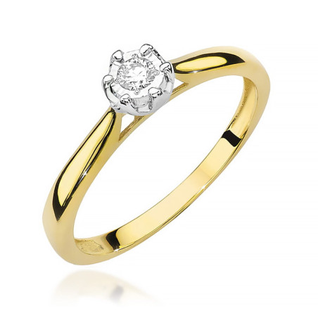 Pierścionek W468 Diament 0,08ct żółte złoto