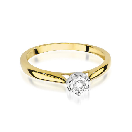 Pierścionek W468 Diament 0,08ct żółte złoto