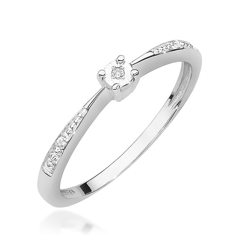 Pierścionek W465 Diament 0,01ct białe złoto