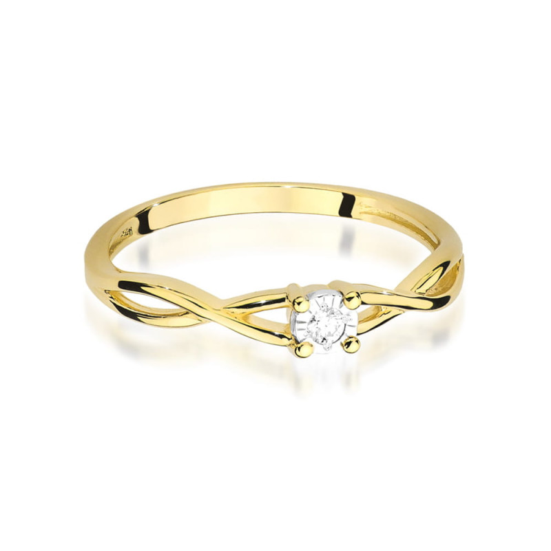 Pierścionek W470 Diament 0,03ct żółte złoto