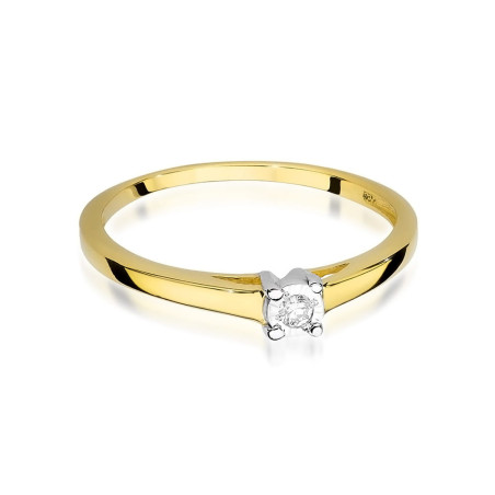 Pierścionek W471 Diament 0,03ct żółte złoto