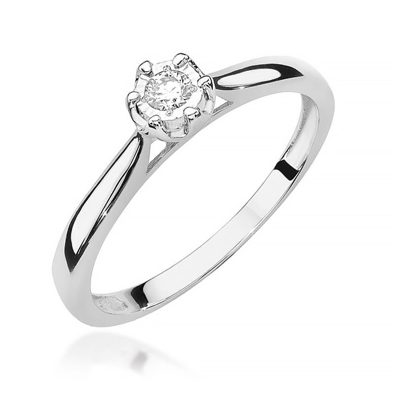 Pierścionek W468 Diament 0,08ct białe złoto