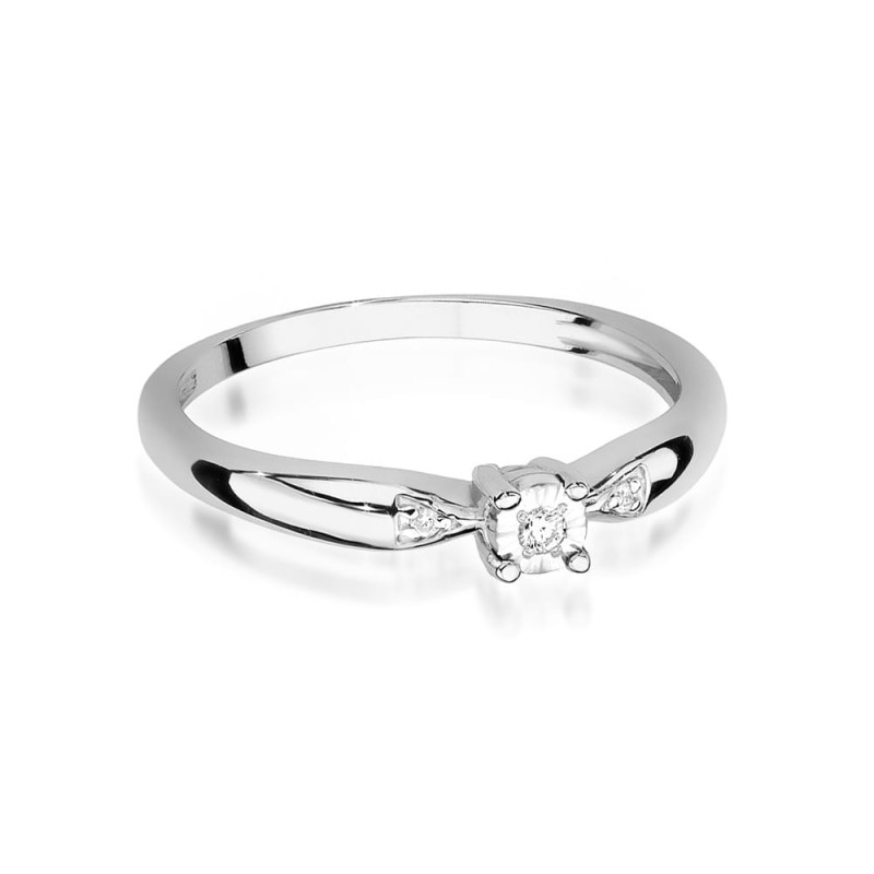 Pierścionek W469 Diament 0,02ct białe złoto