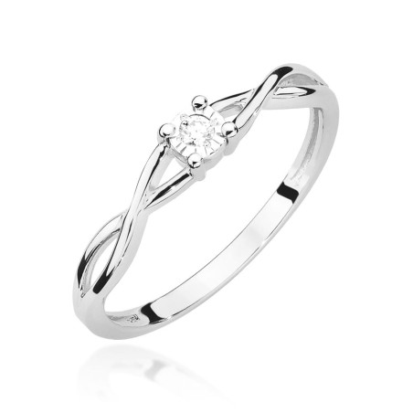Pierścionek W470 Diament 0,03ct białe złoto