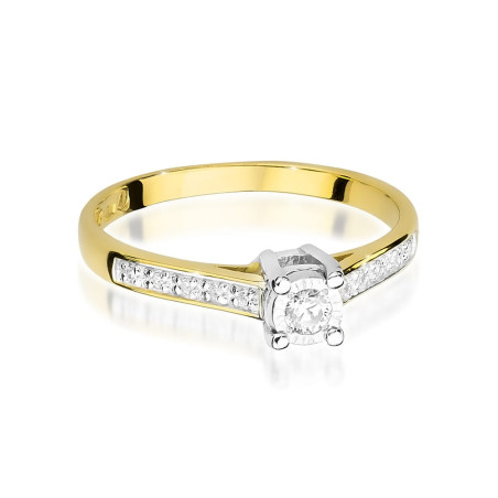 Pierścionek W474 Diament 0,08ct żółte złoto