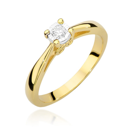 Pierścionek W475 Diament 0,08ct żółte złoto