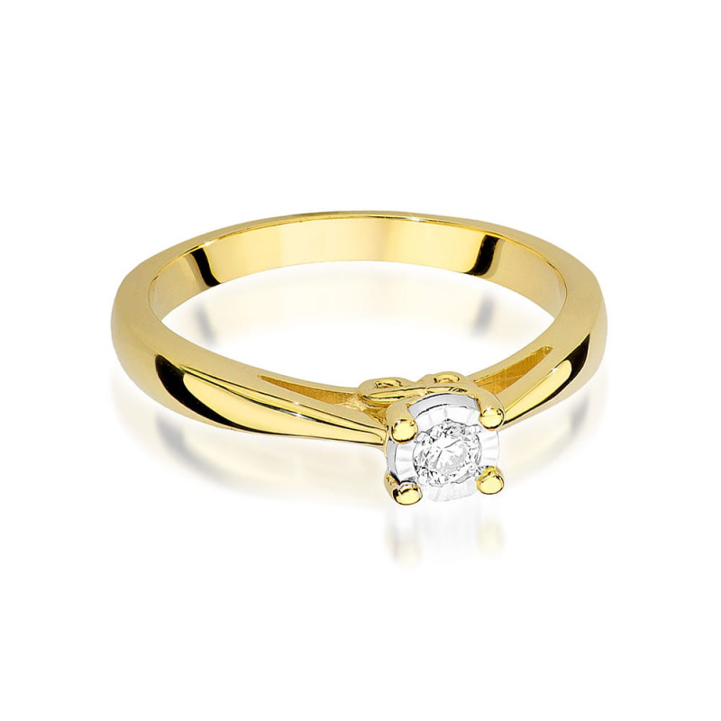Pierścionek W475 Diament 0,08ct żółte złoto