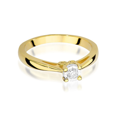 Pierścionek W475 Diament 0,08ct żółte złoto