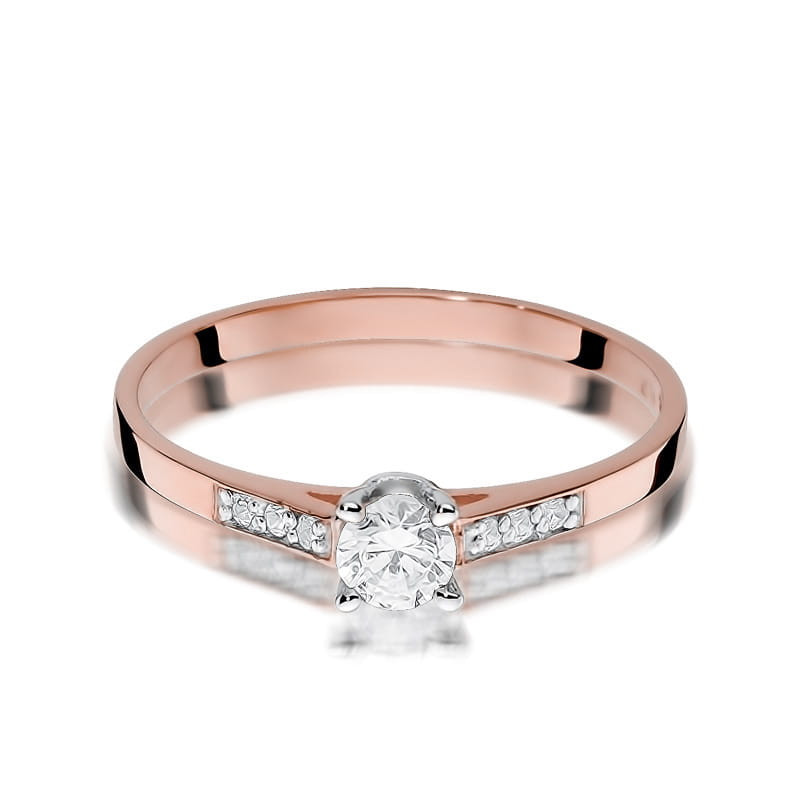 Pierścionek W399 Diament 0,15ct różowe złoto