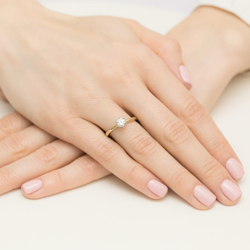 Pierścionek W482 Diament 0,40ct żółte złoto