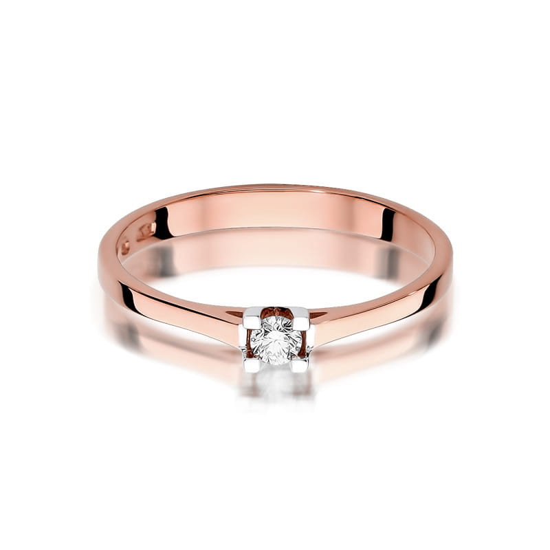 Pierścionek W407 Diament 0,09ct różowe złoto