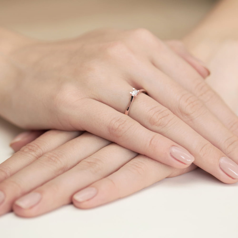 Pierścionek W407 Diament 0,09ct różowe złoto