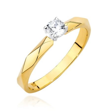 Pierścionek W484 Diament 0,15ct żółte złoto