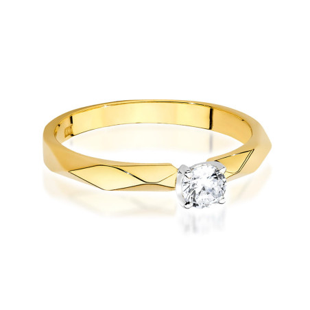 Pierścionek W484 Diament 0,15ct żółte złoto