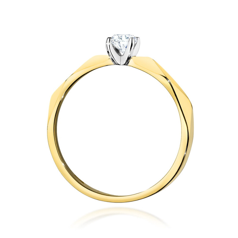 Pierścionek W484 Diament 0,15ct żółte złoto