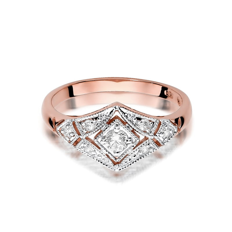 Pierścionek W412 Diament 0,10ct różowe złoto