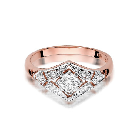Pierścionek W412 Diament 0,10ct różowe złoto