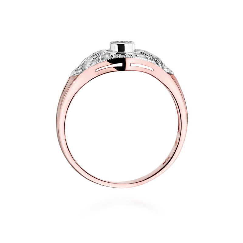 Pierścionek W413 Diament 0,10ct różowe złoto