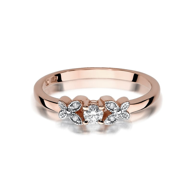 Pierścionek W414 Diament 0,10ct różowe złoto