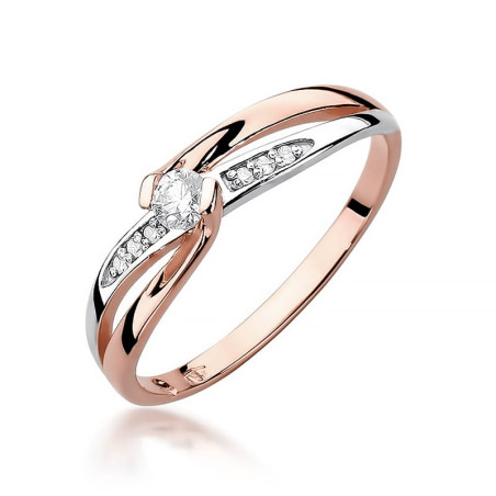 Pierścionek W415 Diament 0,10ct różowe złoto