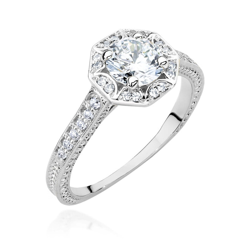 Pierścionek W498 Diament 0,70ct białe złoto