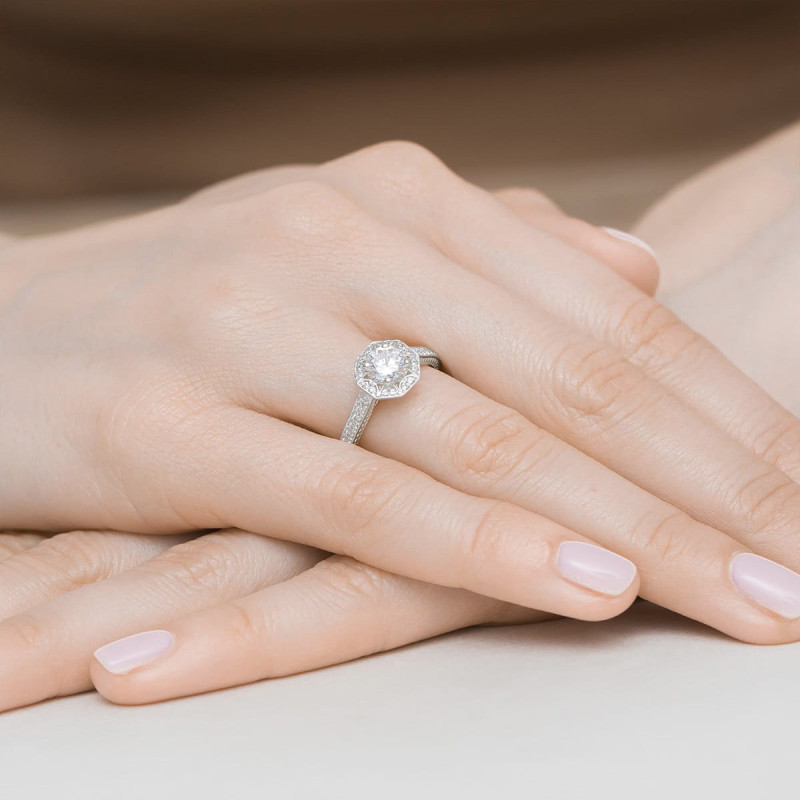 Pierścionek W498 Diament 0,70ct białe złoto