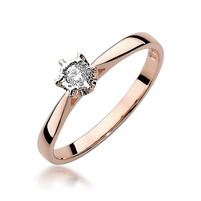 Pierścionek W426 Diament 0,05ct różowe złoto
