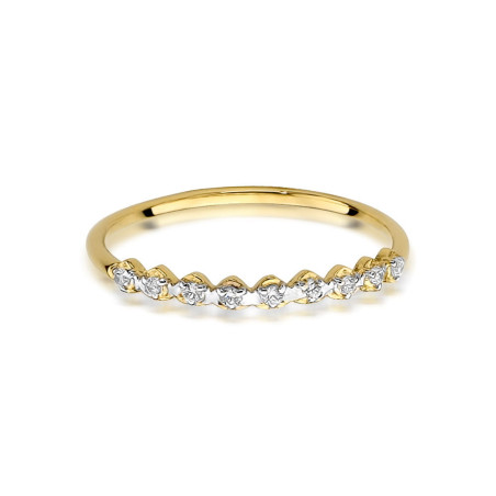 Pierścionek W504 z diamentami żółte złoto