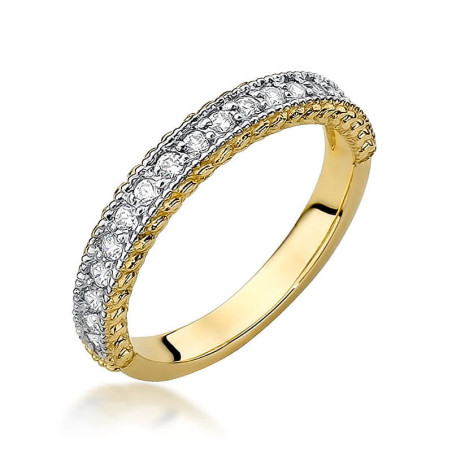 Pierścionek W507 z diamentami żółte złoto