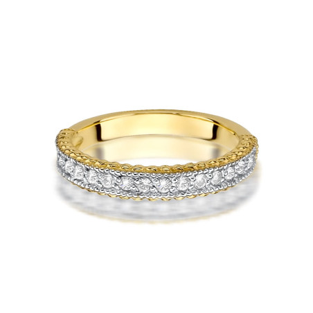 Pierścionek W507 z diamentami żółte złoto