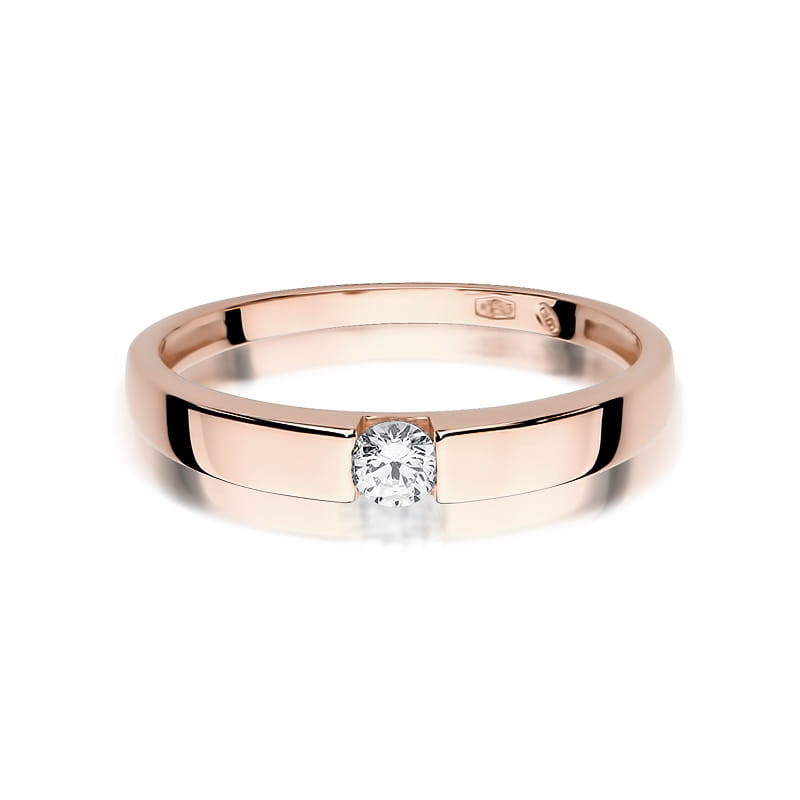 Pierścionek W432 Diament 0,12ct różowe złoto