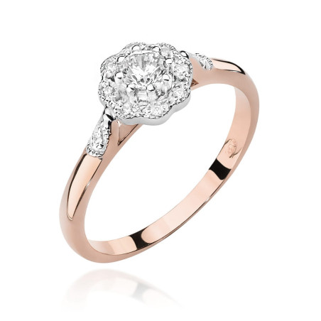Pierścionek W434 Diament 0,23ct różowe złoto