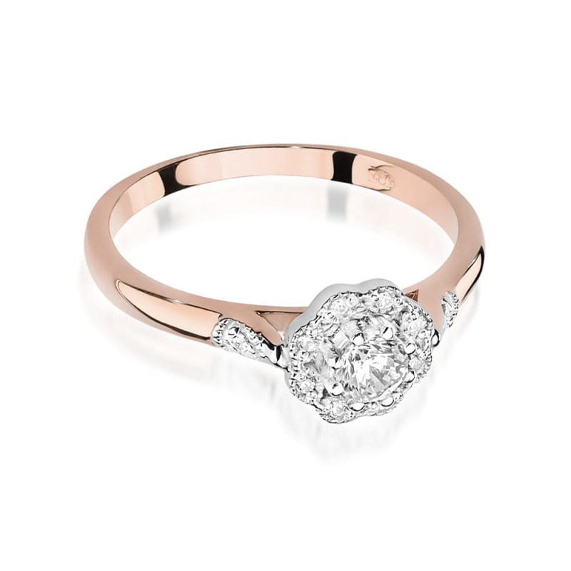 Pierścionek W434 Diament 0,23ct różowe złoto
