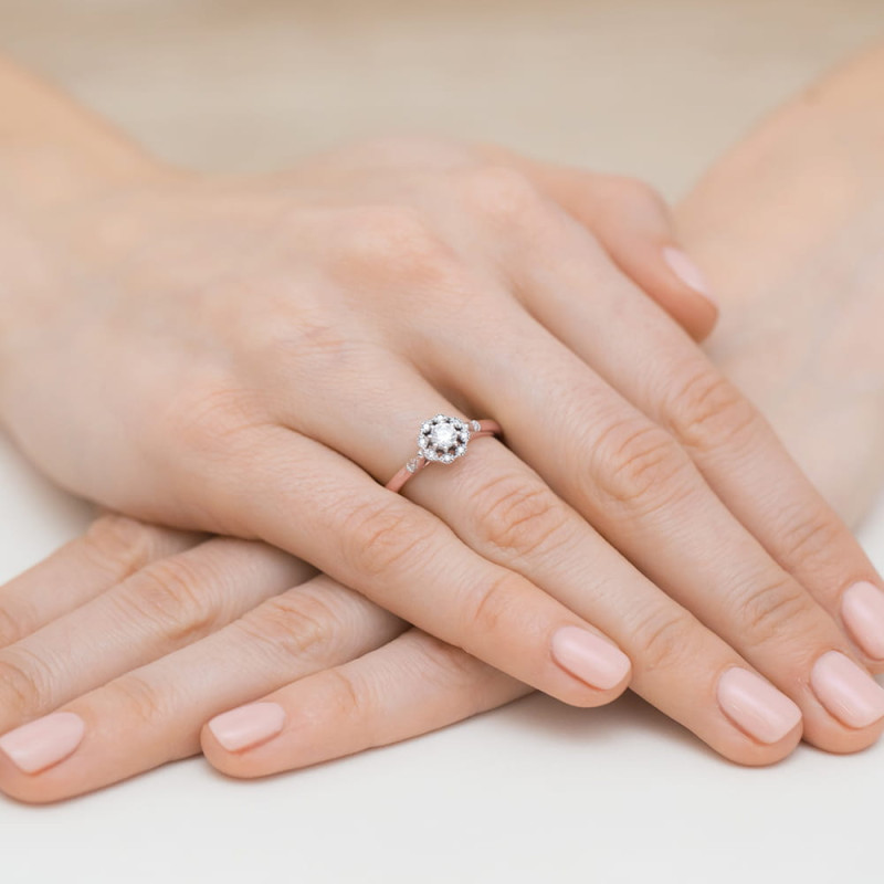 Pierścionek W434 Diament 0,23ct różowe złoto