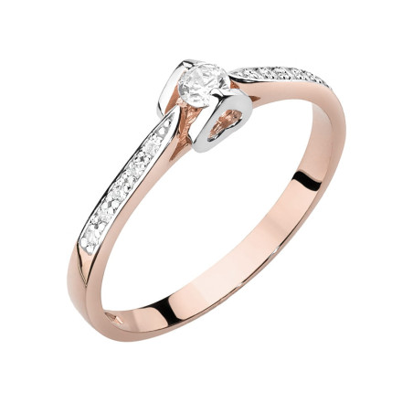 Pierścionek W435 Diament 0,10ct różowe złoto