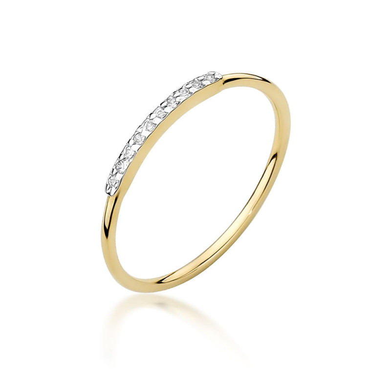 Pierścionek W509 z diamentami żółte złoto