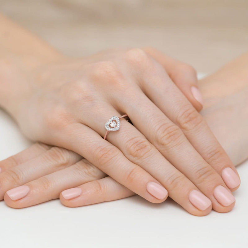 Pierścionek W442 Diament 0,10ct różowe złoto