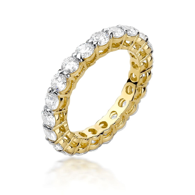 Pierścionek W0519 z diamentami żółte złoto