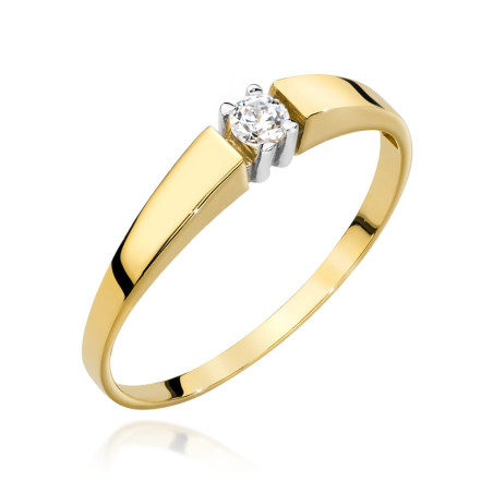 Pierścionek W524 Diament 0,08ct żółte złoto