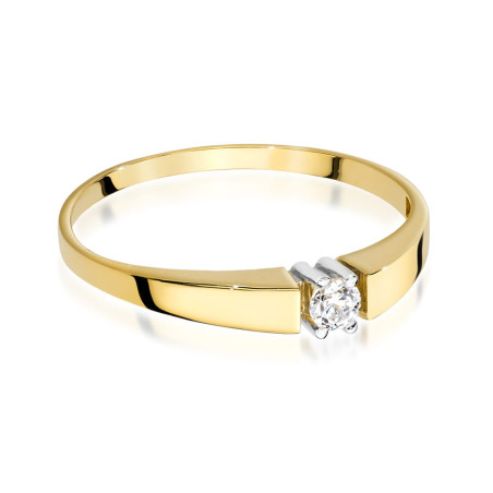 Pierścionek W524 Diament 0,08ct żółte złoto