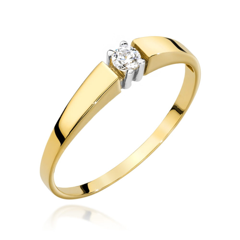 Pierścionek W524 Diament 0,10ct żółte złoto