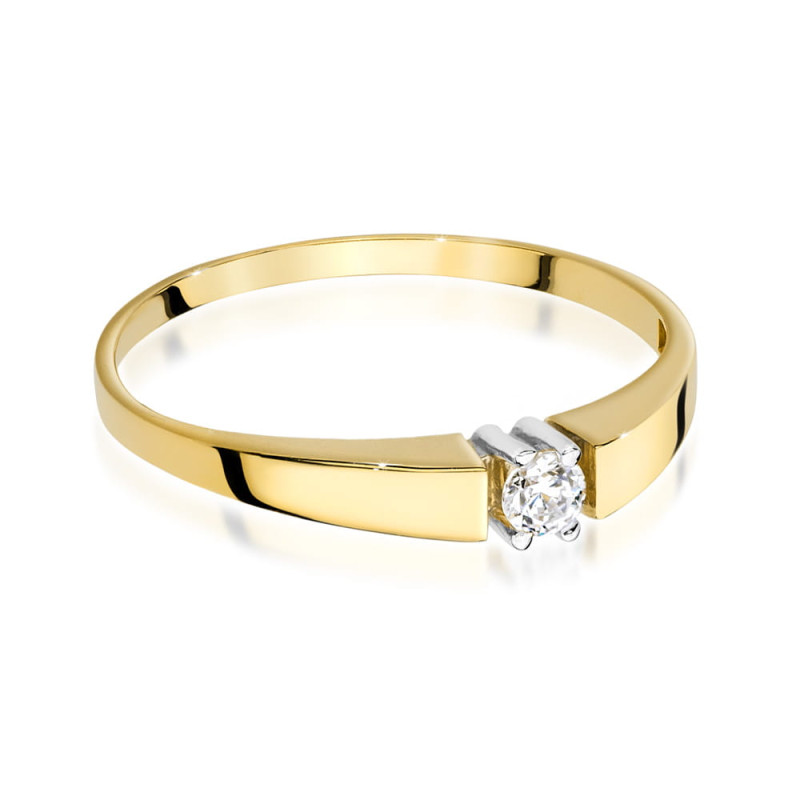 Pierścionek W524 Diament 0,10ct żółte złoto
