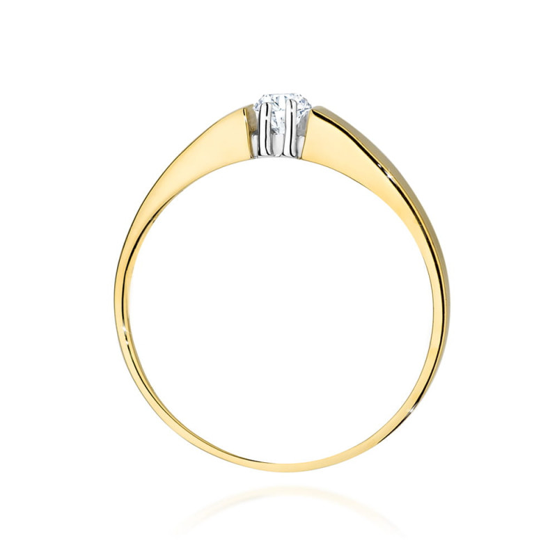Pierścionek W524 Diament 0,10ct żółte złoto