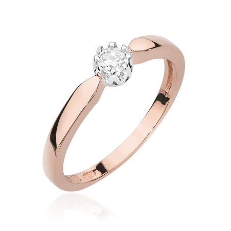 Pierścionek W450B Diament 0,15ct różowe złoto