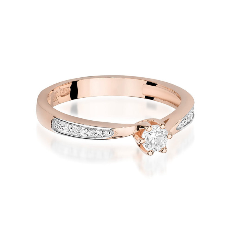 Pierścionek W453 Diament 0,15ct różowe złoto