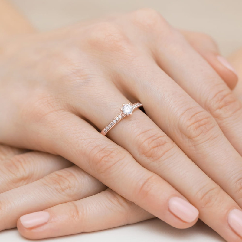 Pierścionek W459B Diament 0,25ct różowe złoto