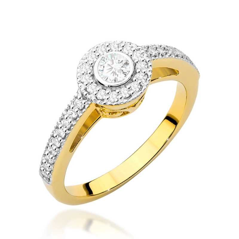 Pierścionek W530 Diament 0,15ct żółte złoto