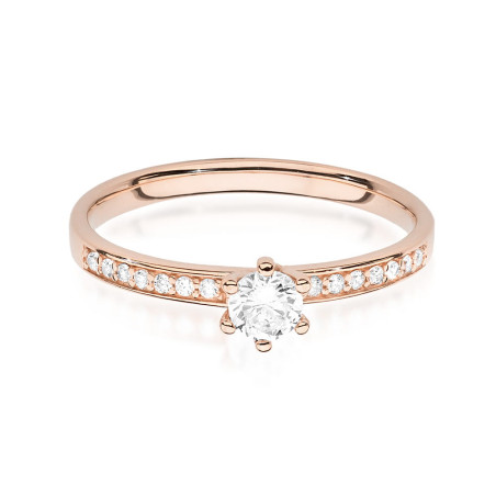 Pierścionek W459 Diament 0,10ct różowe złoto
